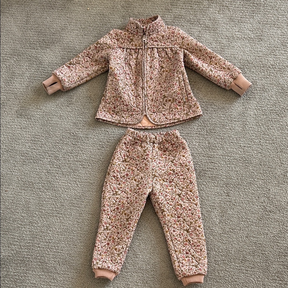 Floral Quilted Thermo Jacket and Pants Set